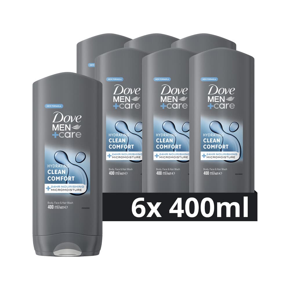 6x Dove Douchegel Men+ Care Hydrating Clean Comfort 400 ml