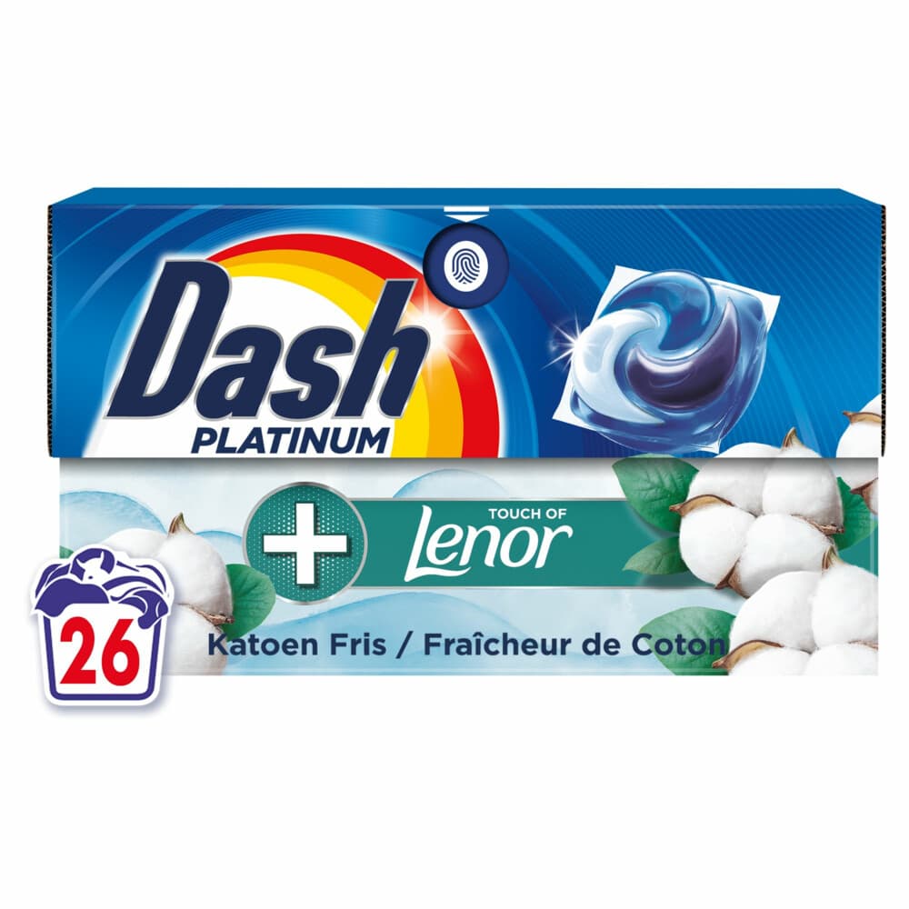 Dash Wasmiddelcapsules 4in1 Pods Katoen Fris 26 stuks
