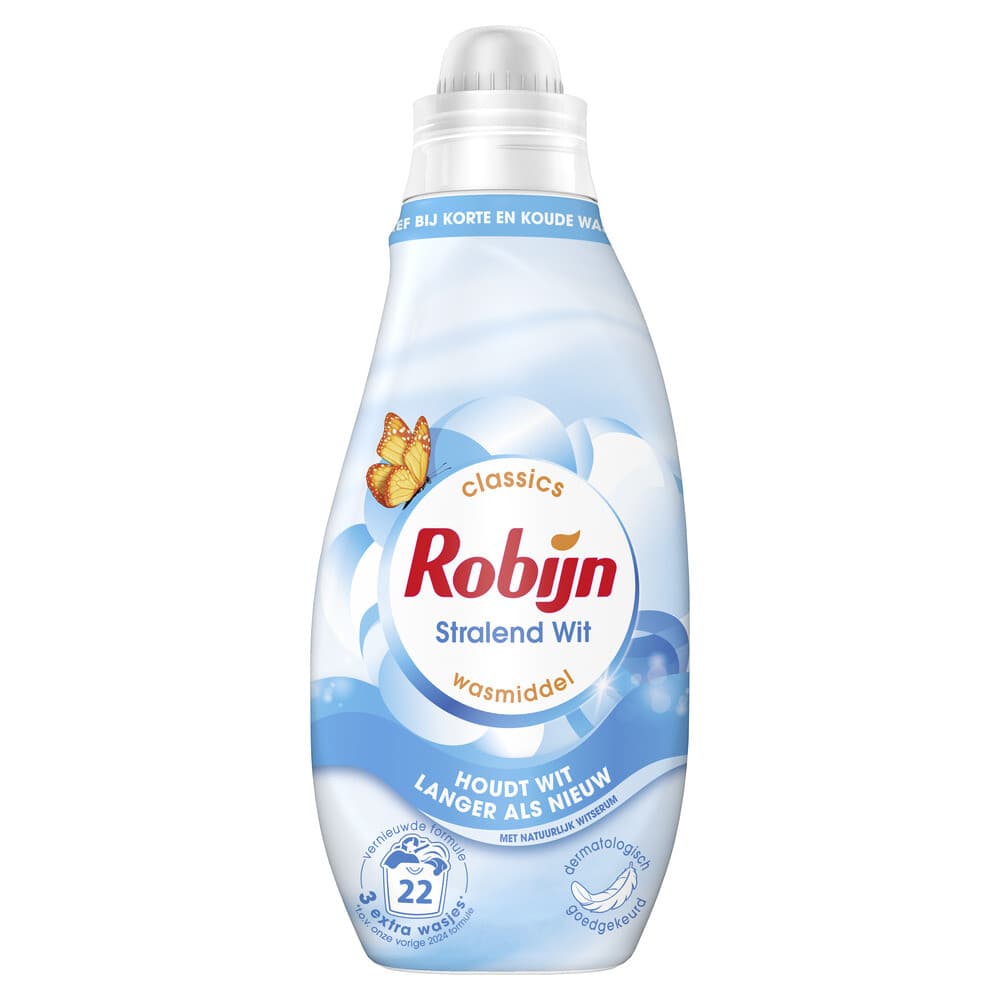 2+1 gratis: Robijn Klein&Krachtig Wasmiddel Stralend Wit 22 Wasbeurten 665 ml