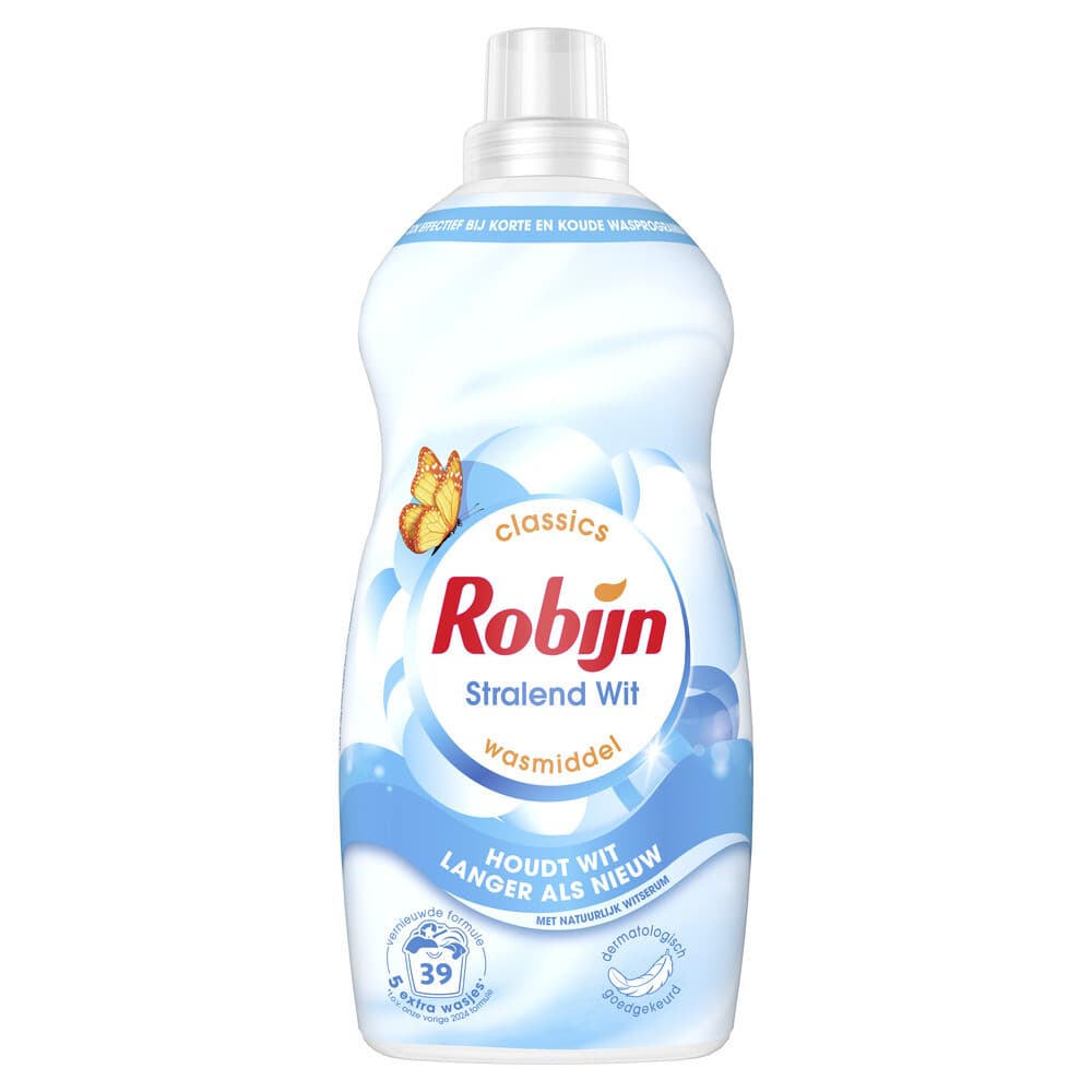 2+1 gratis: Robijn Klein&Krachtig Wasmiddel Stralend Wit 39 Wasbeurten 1,19 liter