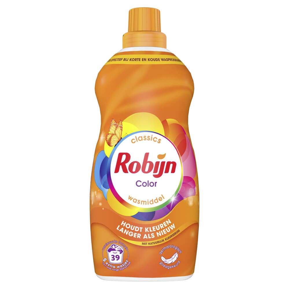 2+1 gratis: Robijn Klein&Krachtig Wasmiddel Color 39 Wasbeurten 1,19 liter