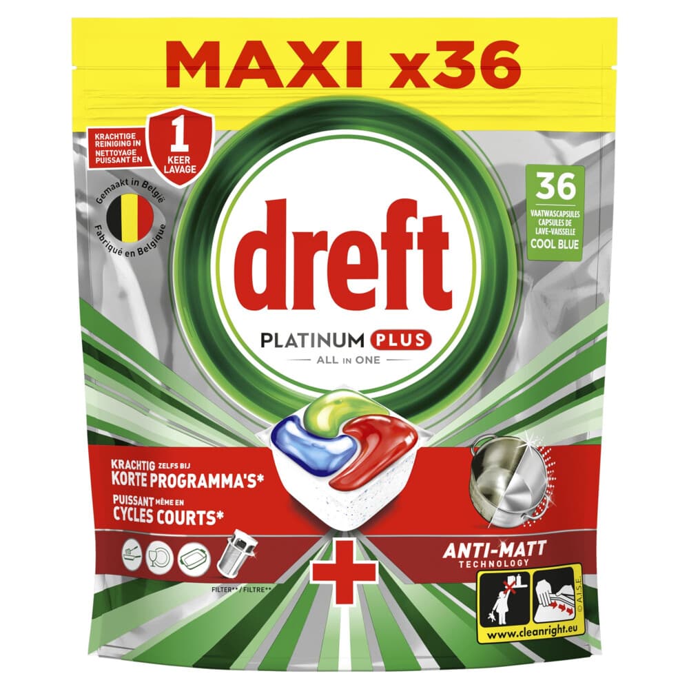 2+1 gratis: Dreft Vaatwastabletten Platinum Plus All In One 36 stuks