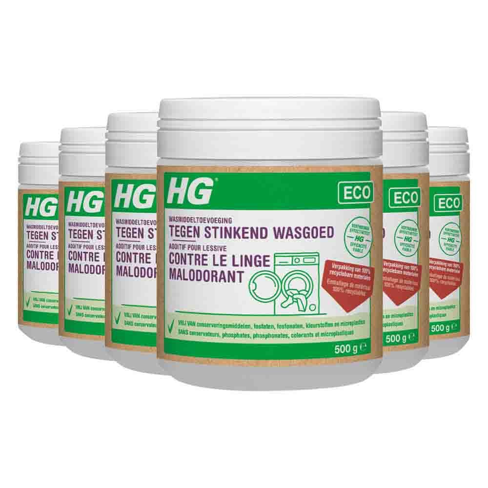 6x HG Eco Wasmiddeltoevoeging tegen Stinkend Wasgoed 500 gr