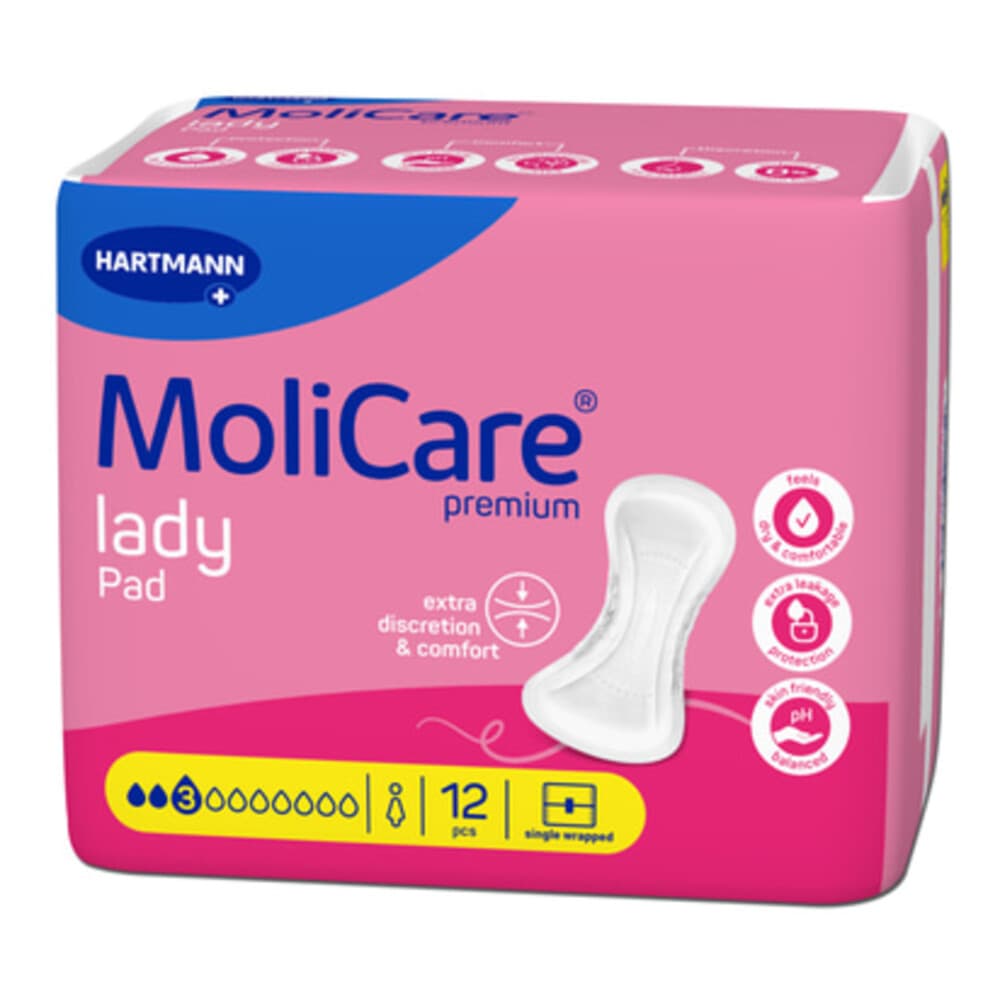 Molicare Premium Lady Pad 3 Druppels 504 ml Aborptie 12 stuks
