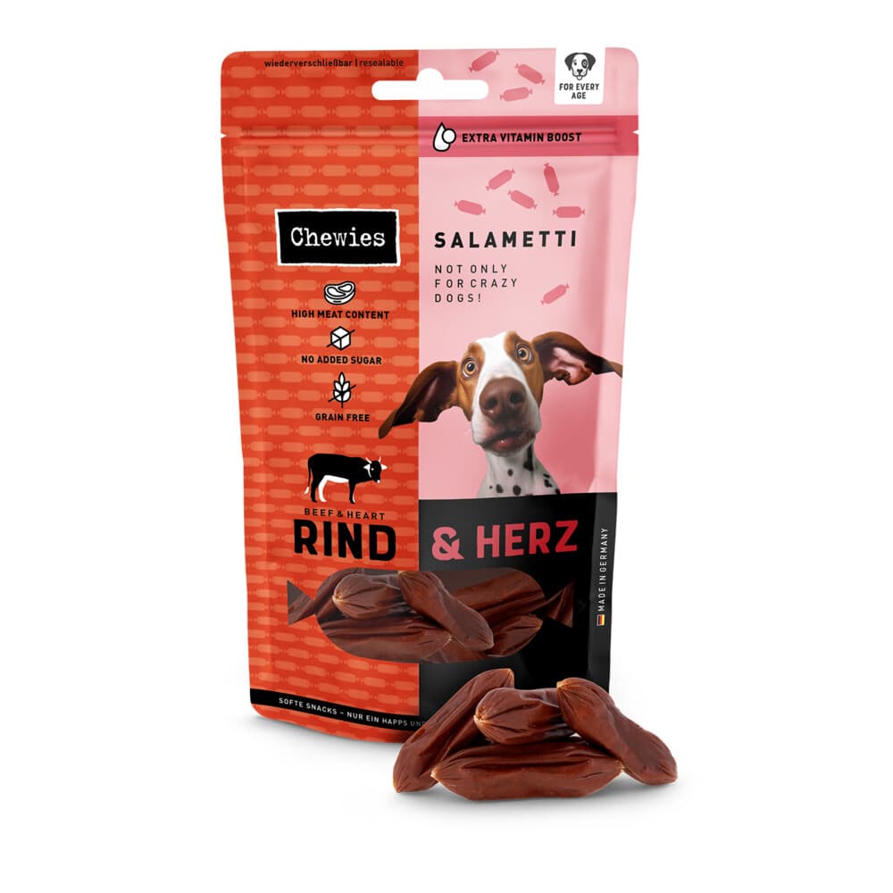 8x Chewies Salametti Hondensnack Rund&Hart 200 gr