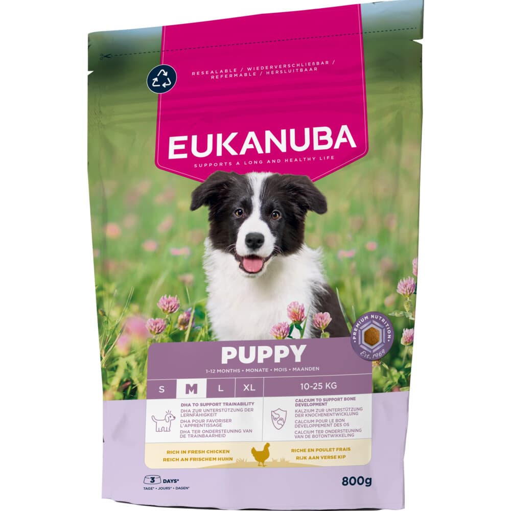 5x Eukanuba Life Care Dog Puppy Medium Hondenvoer Chicken 800 gr