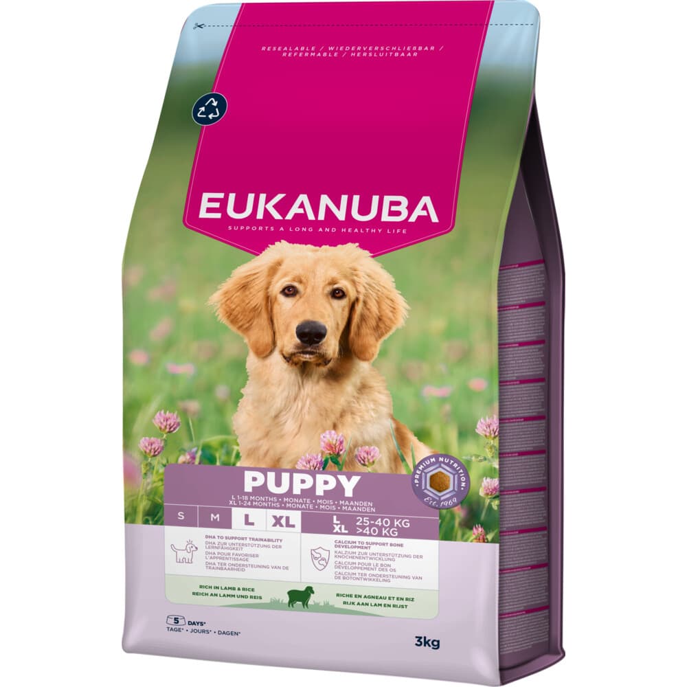 3x Eukanuba Life Care Dog Puppy&Junior Large Hondenvoer Lamb&Rice 3 kg