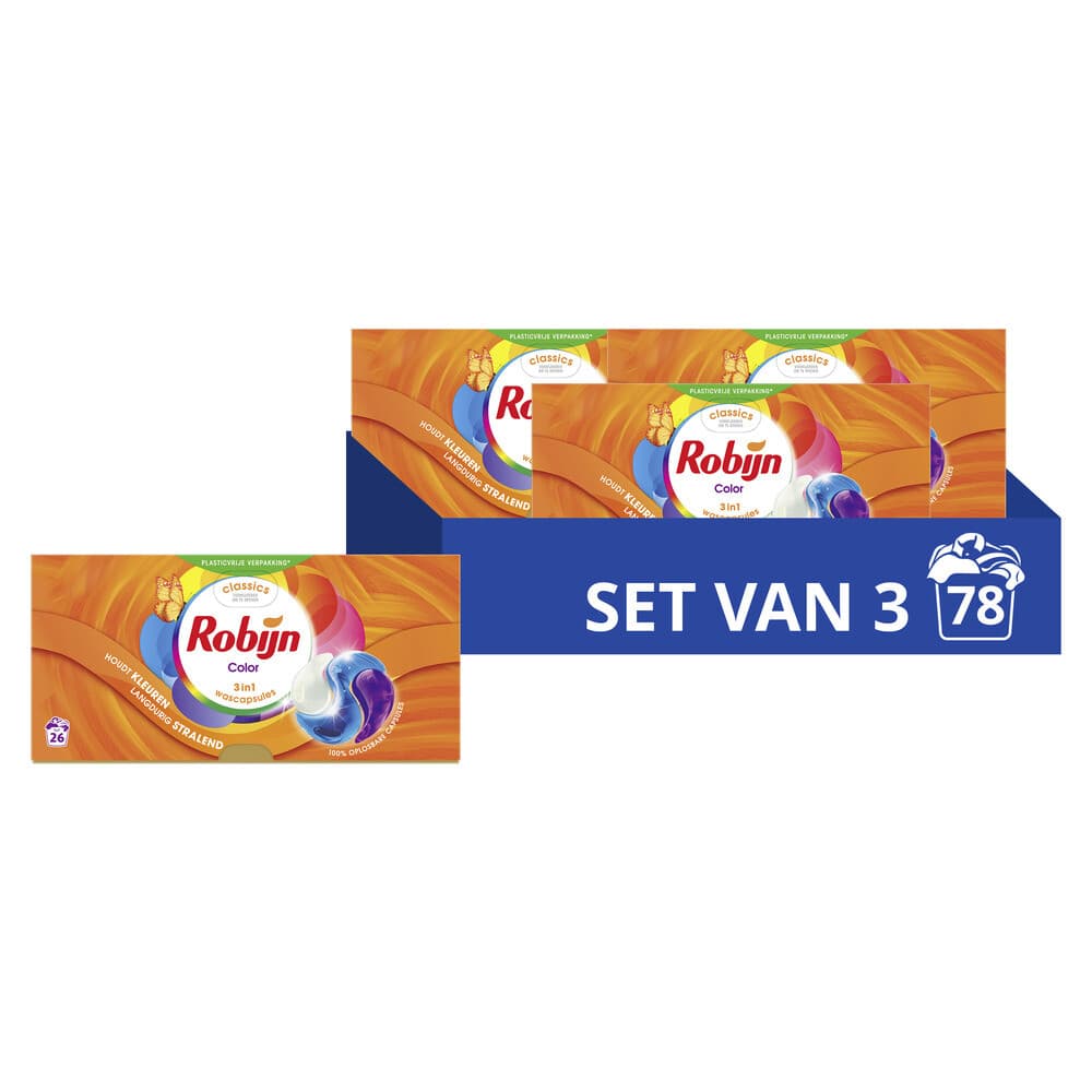 3x Robijn Wascapsules 3-in-1 Color 26 stuks