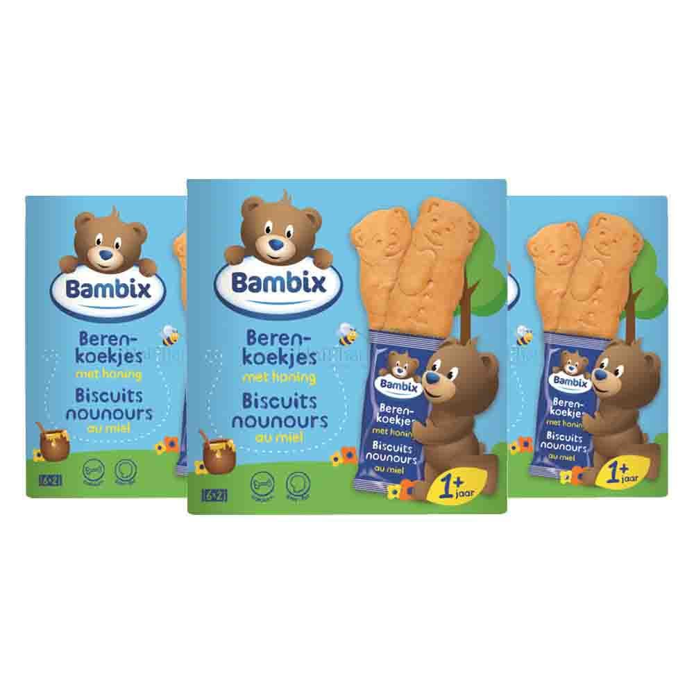 3x Bambix Berenkoekjes Honing 12+mnd 150 gr