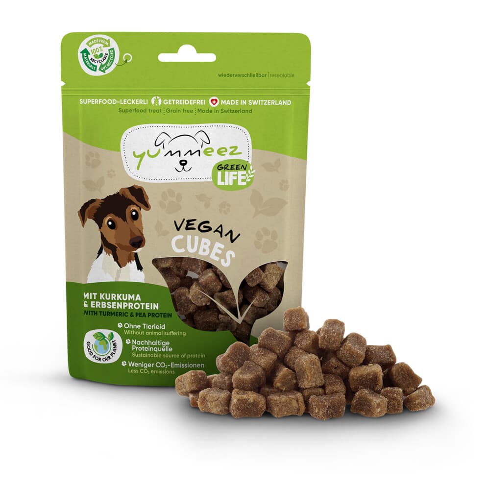 8x Yummeez Green Life Cubes Hondensnack Vegan 100 gr