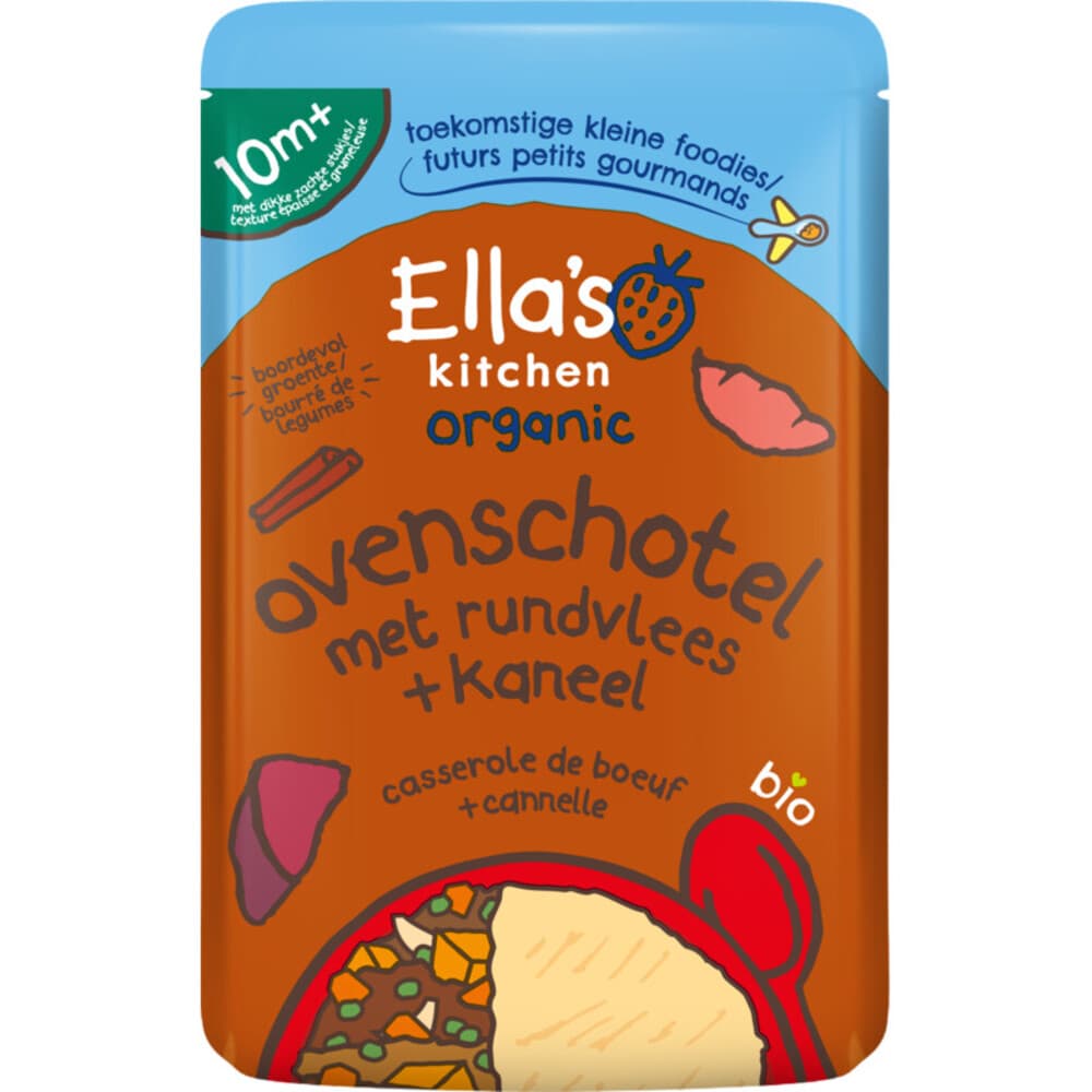 7x Ella's Kitchen Maaltijdzakje 10+ m Ovenschotel Rundvlees Kaneel 10+ m 190 gr