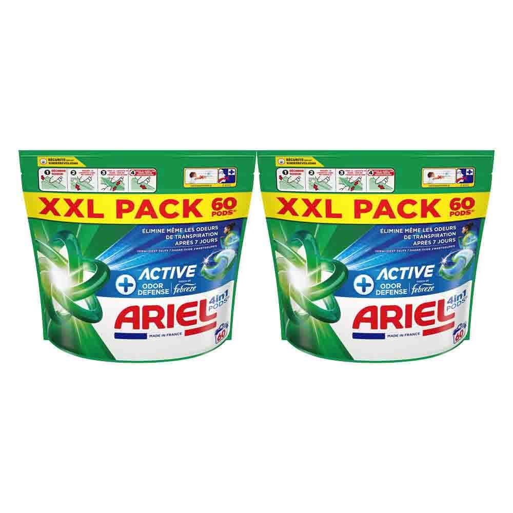 2x Ariel 4in1 Wasmiddel Pods Actieve Geurbestrijding 60 stuks