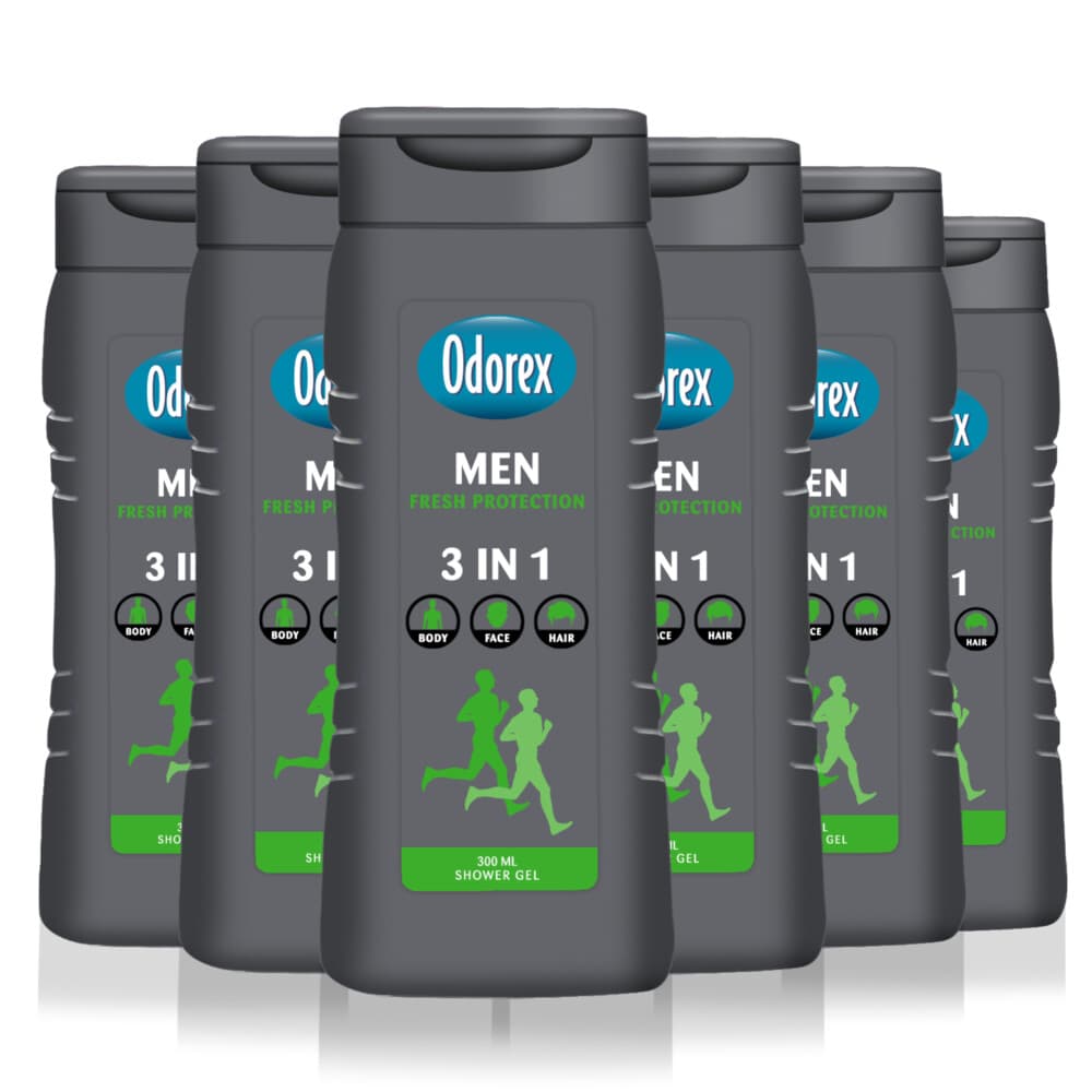 6x Odorex Douchegel For Men 3-in-1 Fresh Protection 300 ml