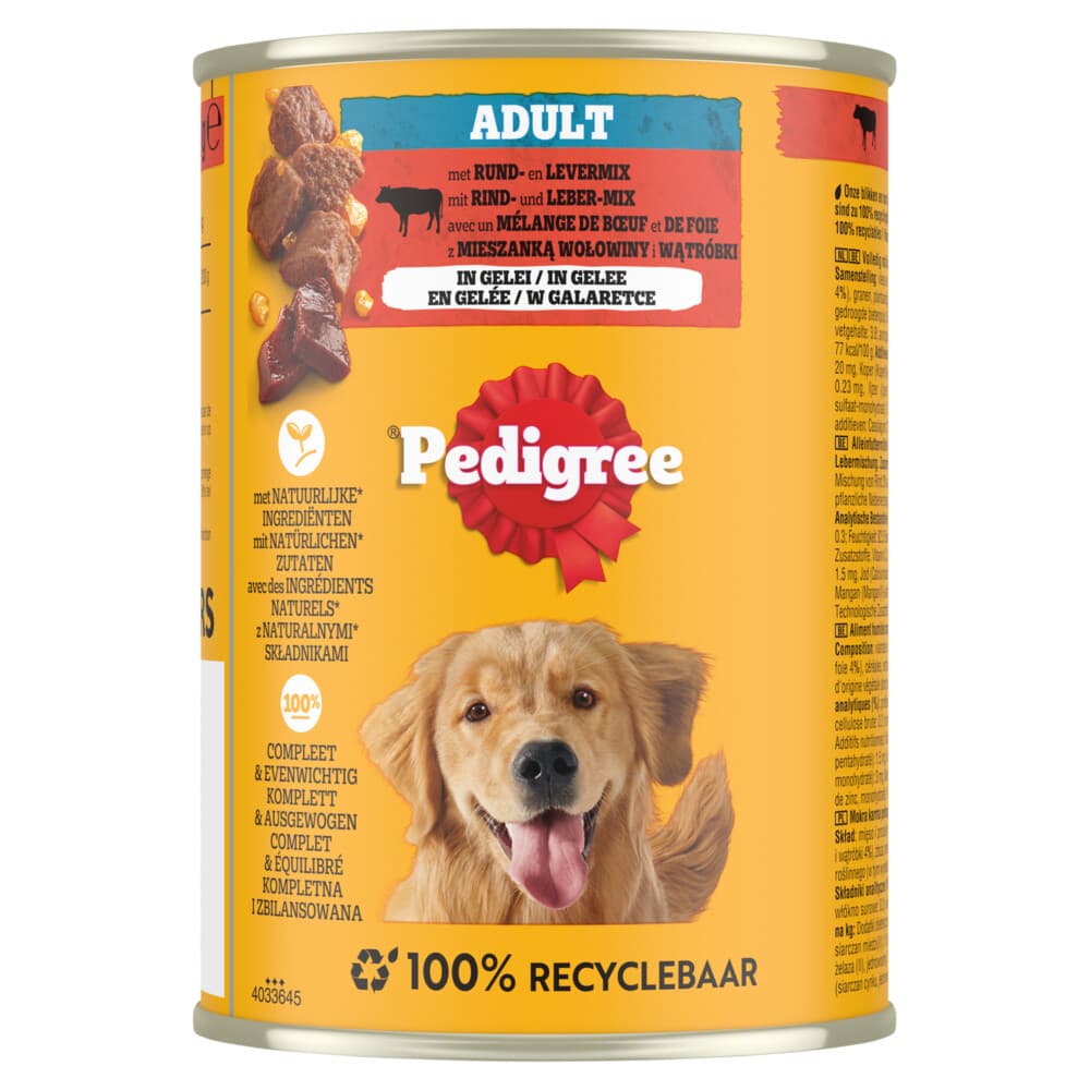 24x Pedigree Adult Hondenvoer Nat Blik Rund 400 gr
