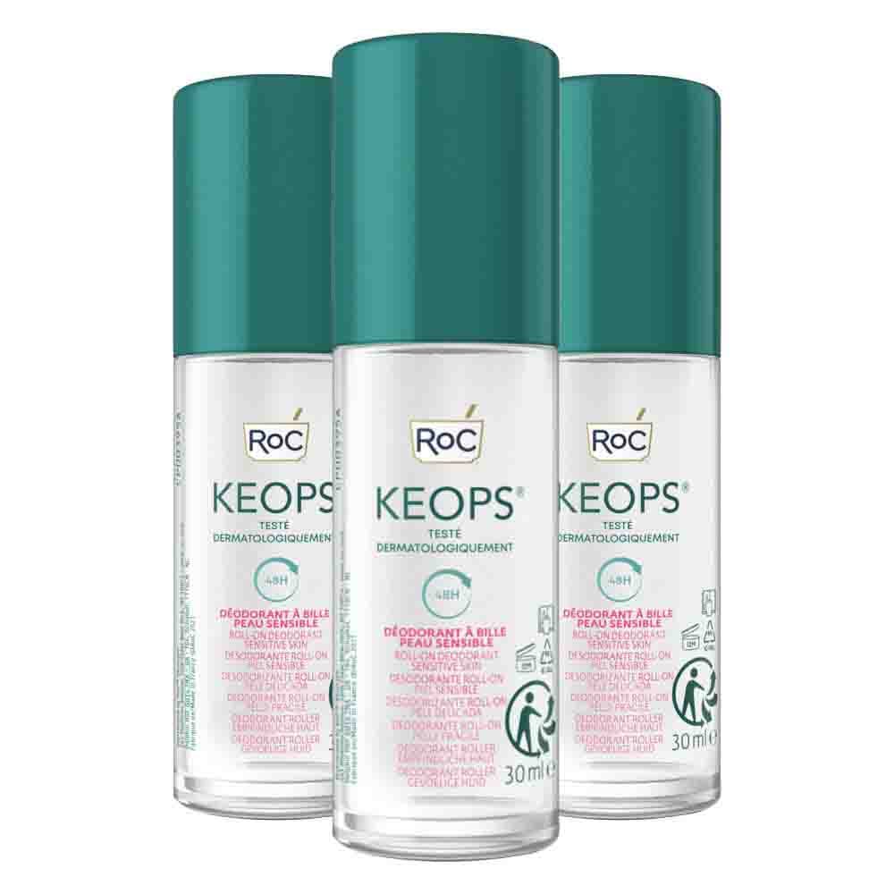3x RoC Keops Deodorant Roller Sensitive 30 ml