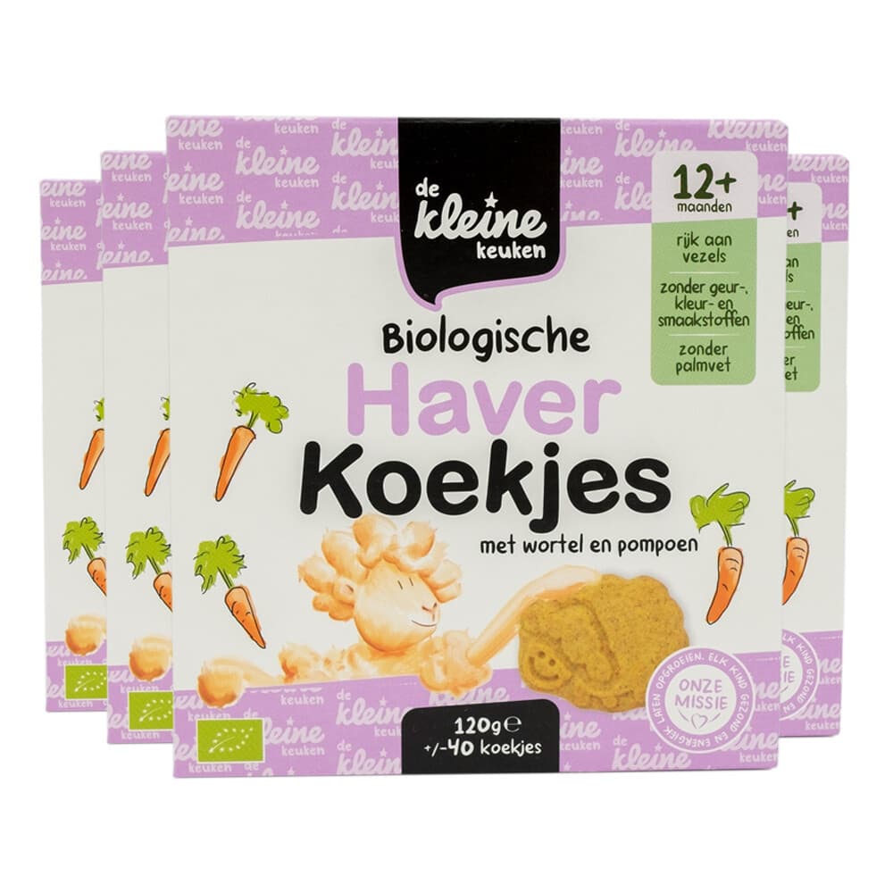 4x de Kleine Keuken Bio Haverkoekjes Wortel&Pompoen 120 gr