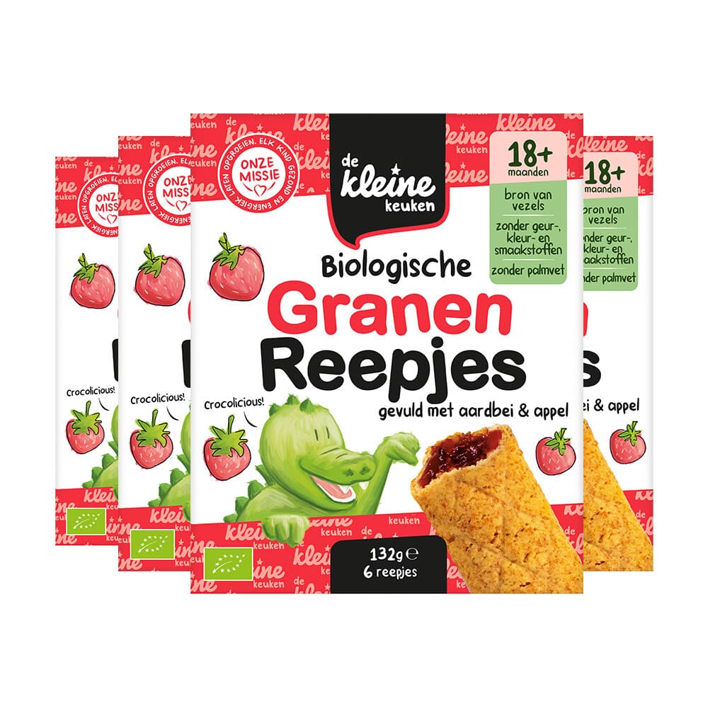 4x de Kleine Keuken Granenreepjes Aardbei&Appel 132 gr