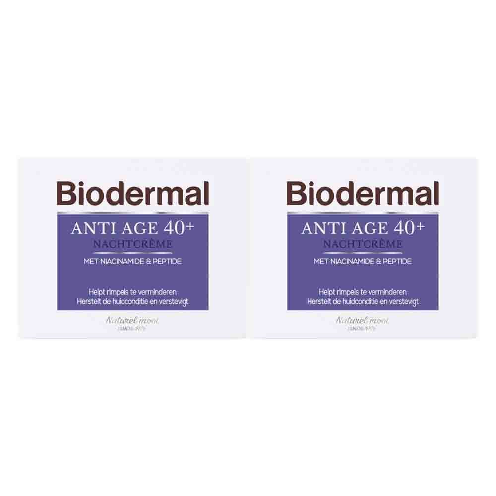 2x Biodermal Nachtcreme Anti Age 40+ 50 ml