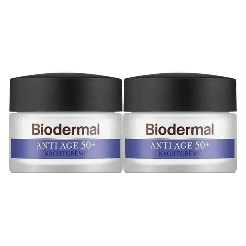 2x Biodermal Nachtcreme Anti Age 50+ 50 ml