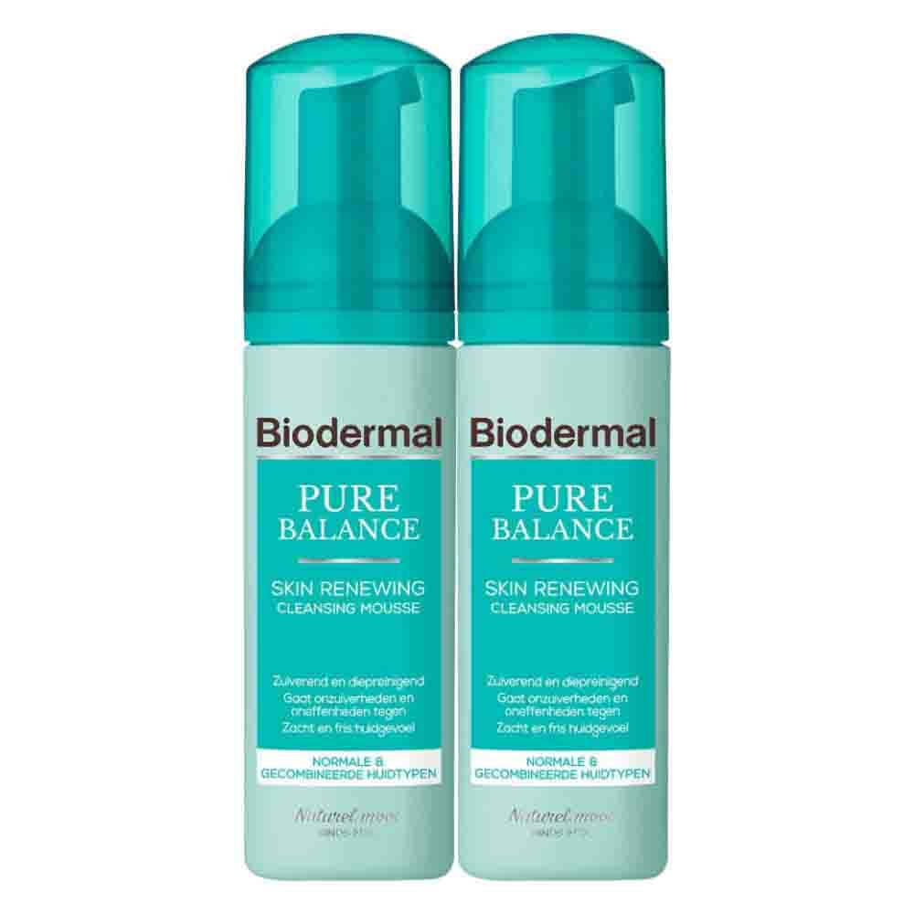2x Biodermal Pure Balance Cleansing Mousse Skin Renewing 150 ml