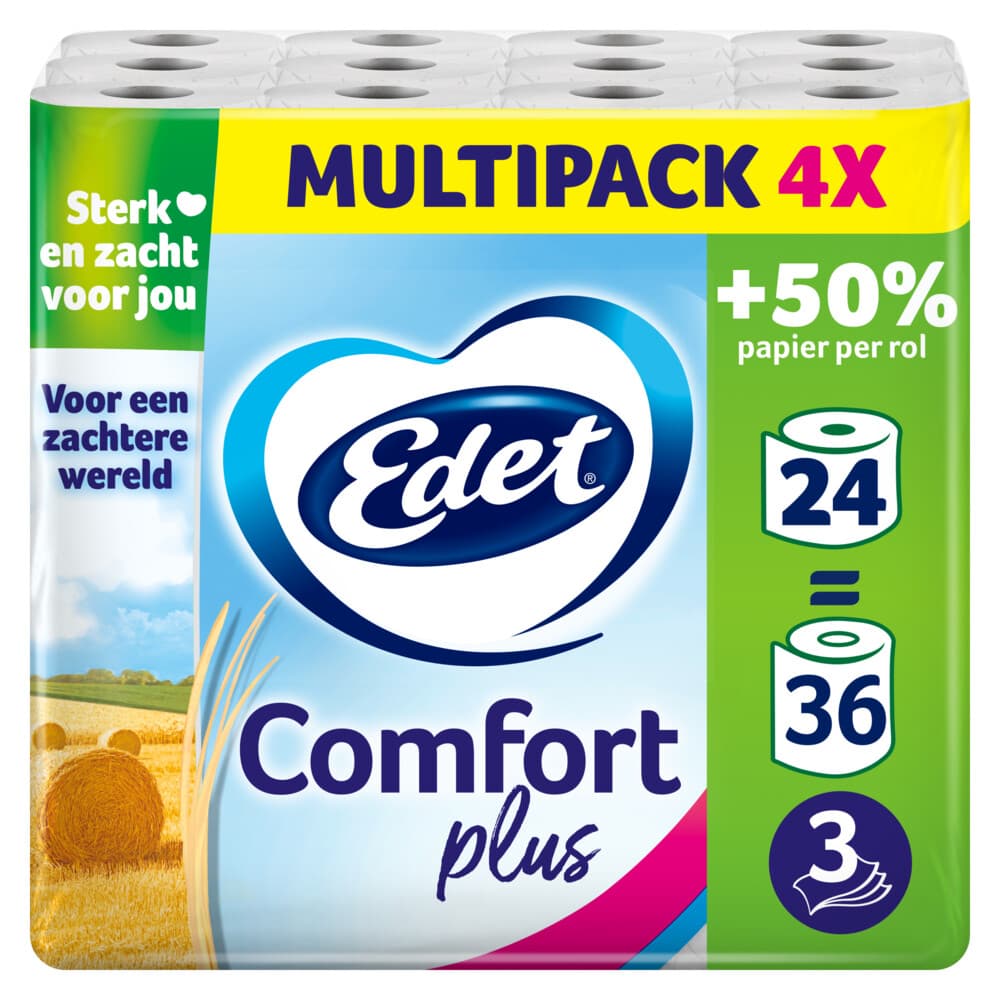 4x Edet Comfort Plus Toiletpapier 3 Laags 6 stuks