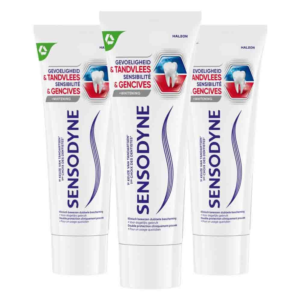 3x Sensodyne Tandpasta Gevoeligheid&Tandvlees Whitening 75 ml
