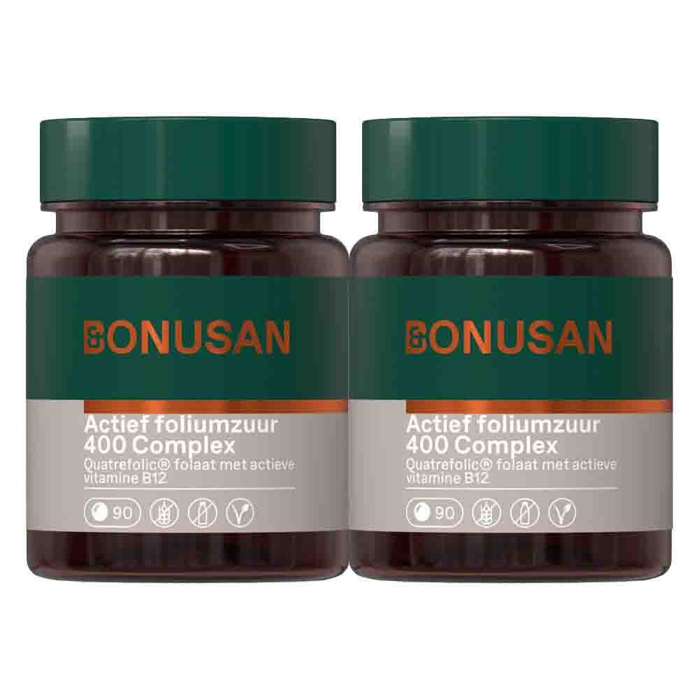 Gratis Verzending: 2x Bonusan Actief foliumzuur 400 mcg plus 90 tabletten