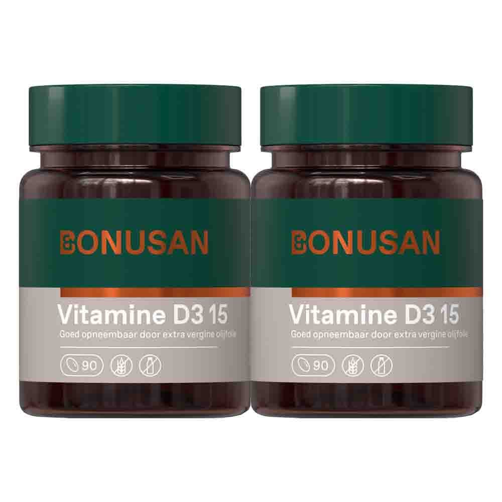 Gratis Verzending: 2x Bonusan Vitamine D3 15 mcg / 600 IE 90 softgels
