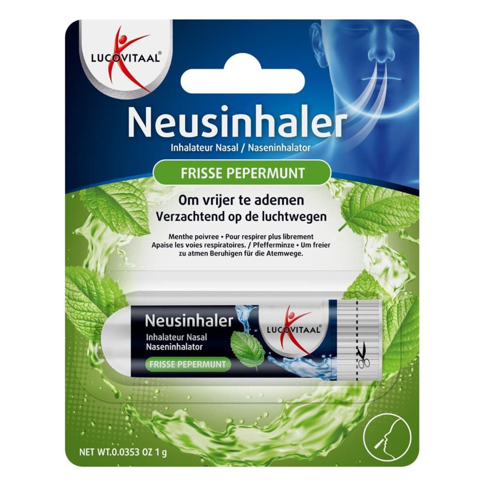 2x Lucovitaal Neusinhaler Vrijer Ademen Frisse Pepermunt 1 gr
