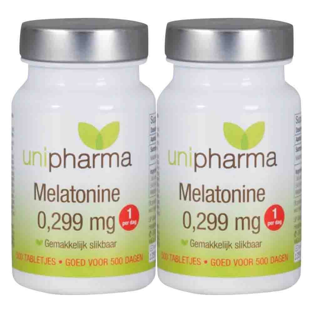 2x Unipharma Melatonine Puur 0,299mg 500 tabletten