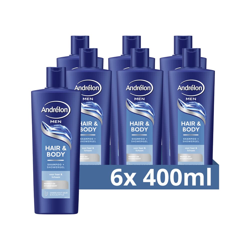 6x Andrélon Shampoo Hair&Body for Men 400 ml