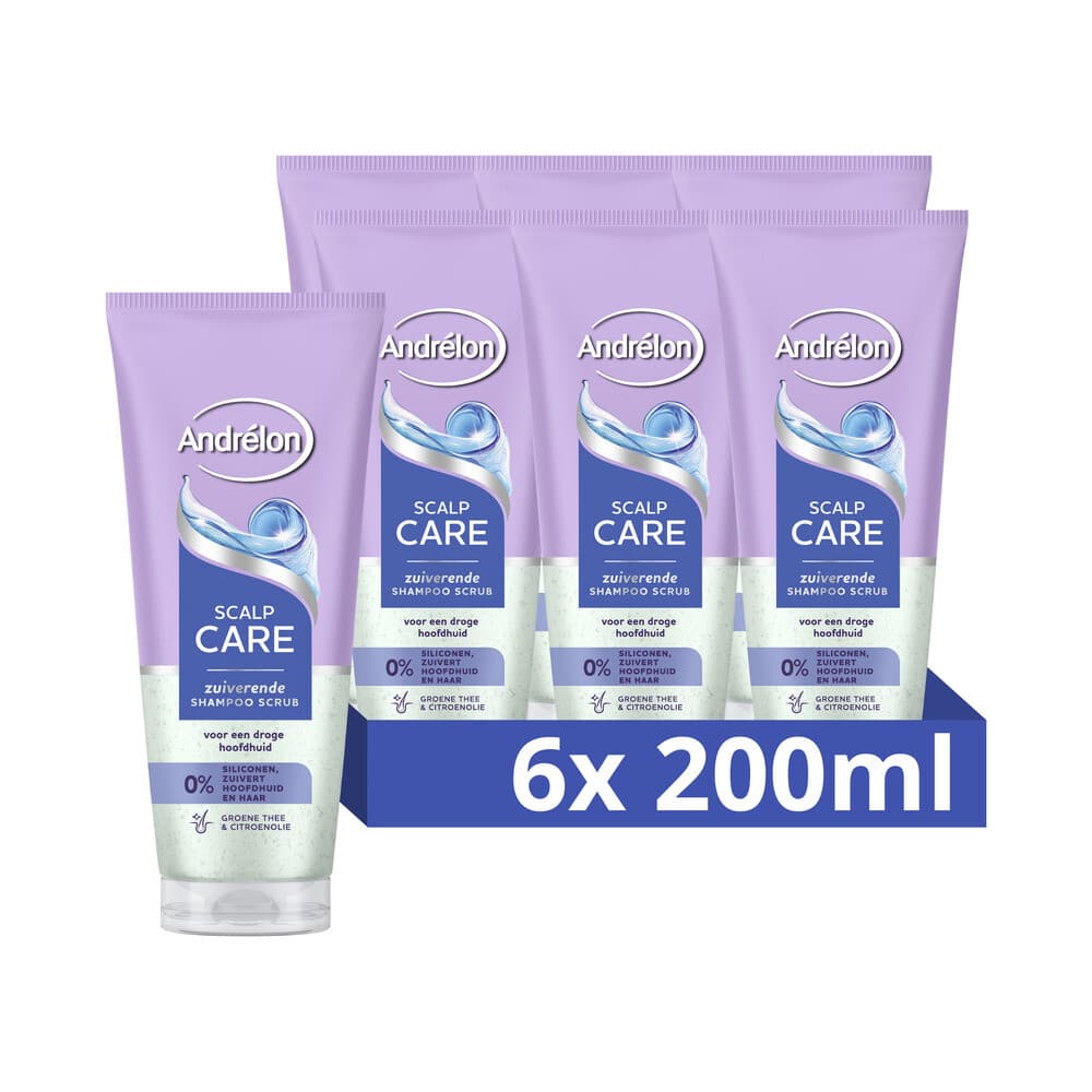 6x Andrélon Shampoo Scrub Anti Roos 200 ml