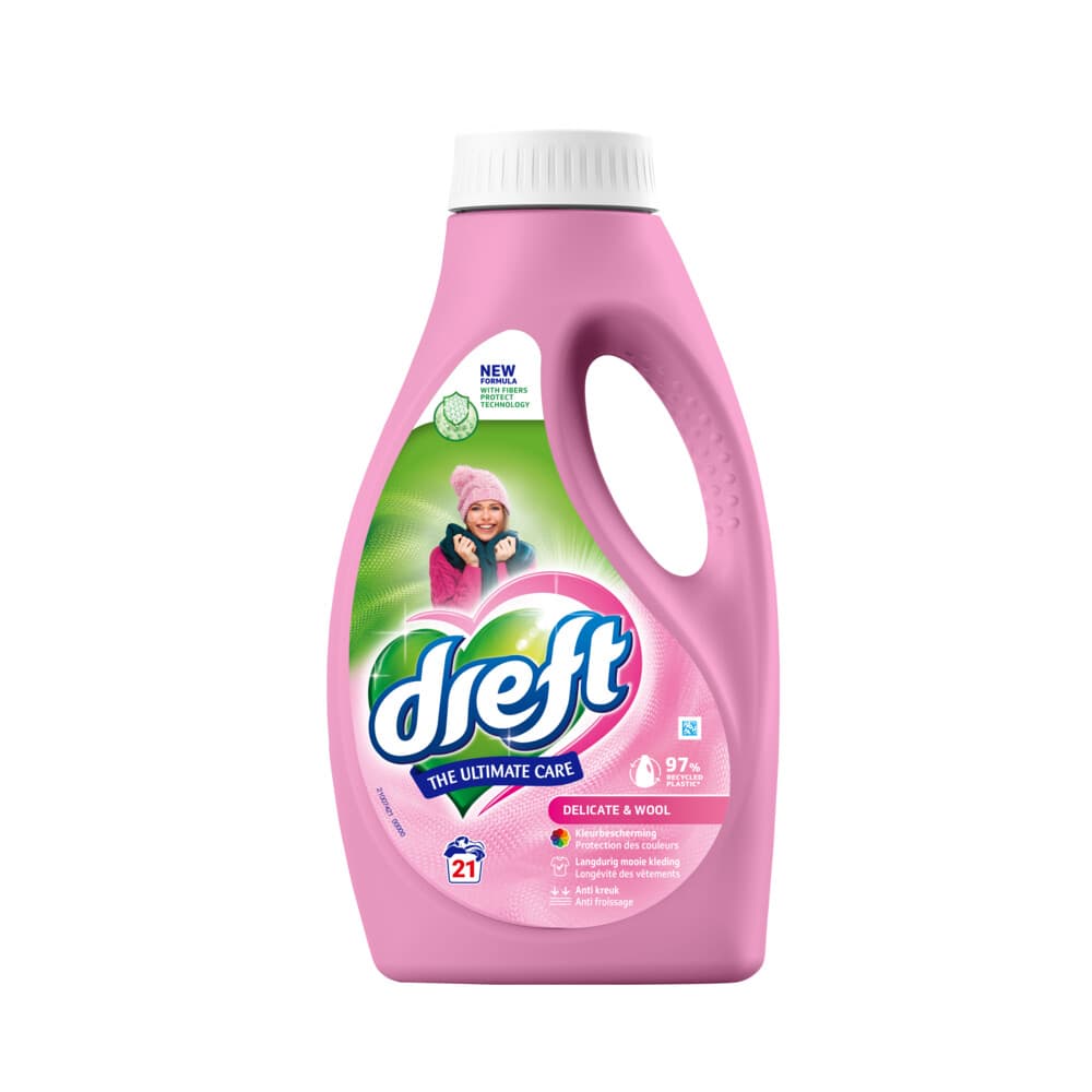 4x Dreft Vloeibaar Wasmiddel Delicate&Wool 21 Wasbeurten 945 ml