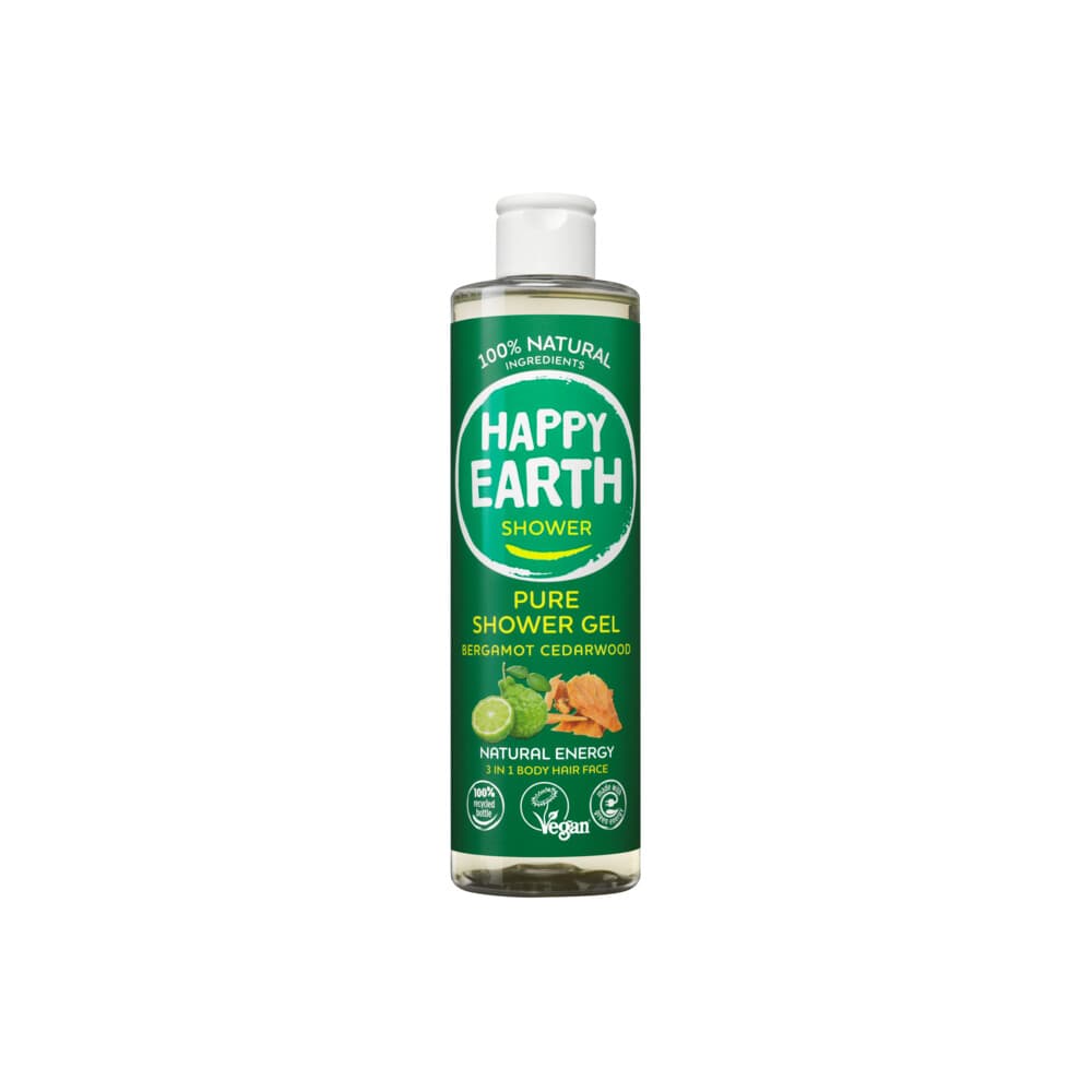 Happy Earth 100% Natuurlijke Douchegel Bergamot Cedarwood 300 ml