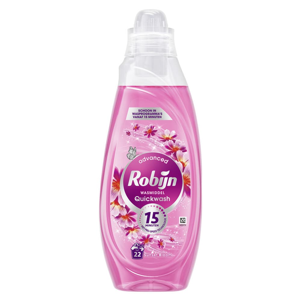 2+1 gratis: Robijn Advanced Quickwash Vloeibaar Wasmiddel Sunset Bloom 22 Wasbeurten 837 ml