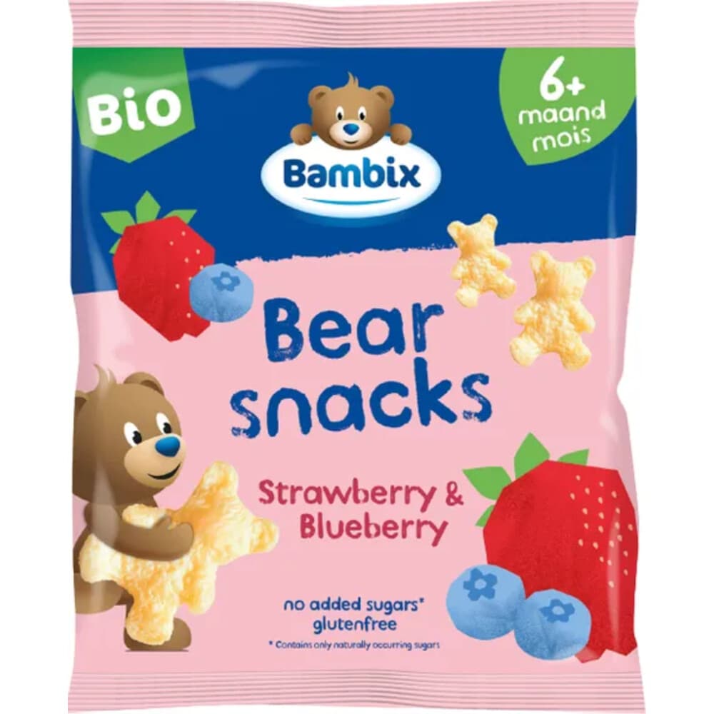 Bambix Bearsnacks 6+ mnd Aardbei Bosbes 180 gr