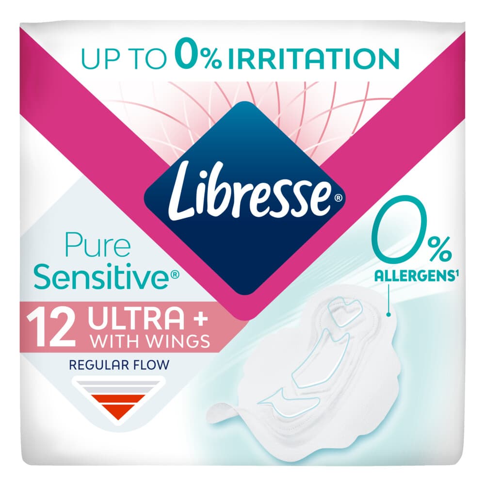 8x Libresse Maandverband Met Vleugels Pure Sensitive Ultra+ 12 stuks
