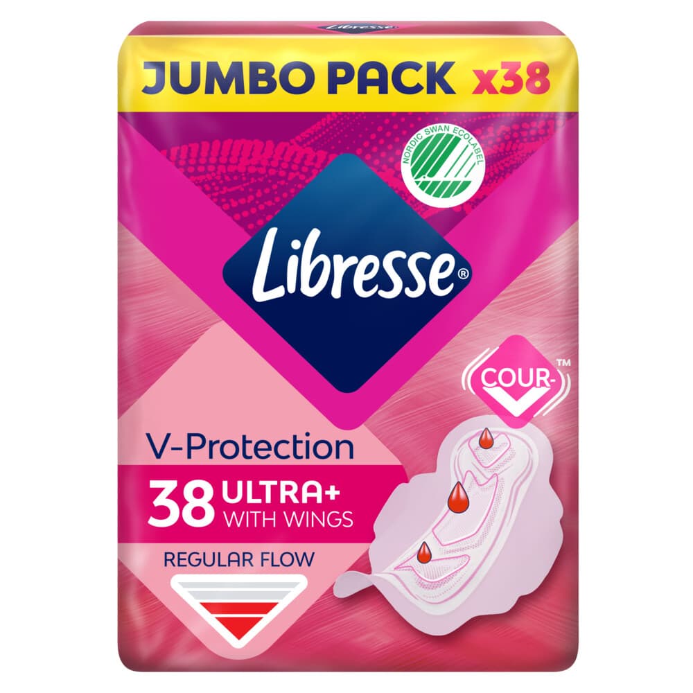 8x Libresse Ultra+ Regular Maandverband met Vleugels Jumbo Pack 38 stuks