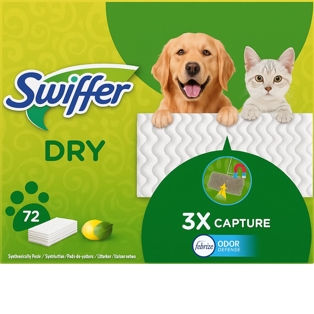 3x Swiffer Vloerreiniger Droge Vloerdoekjes Odor Defense Lemon 72 stuks