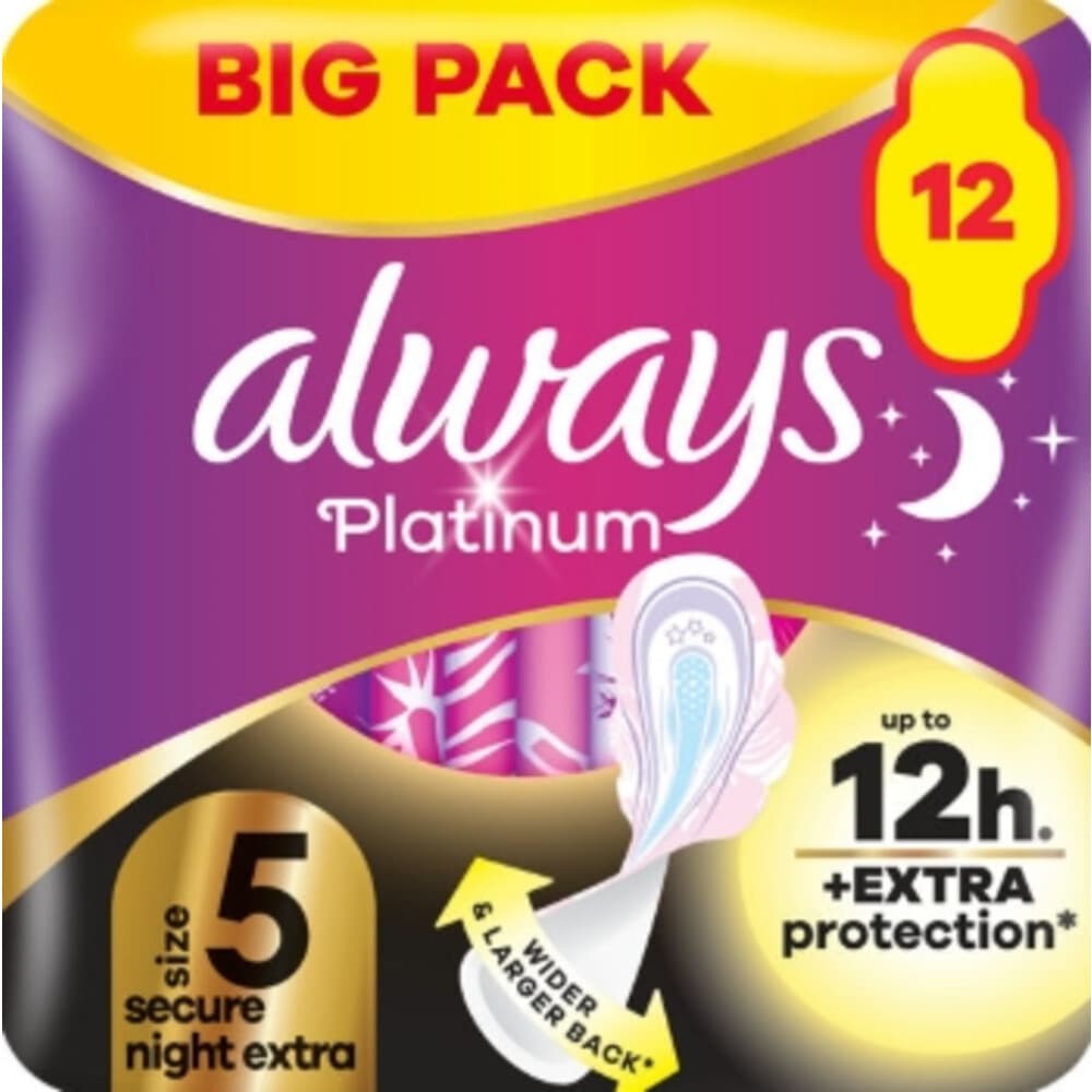 Always Maandverband Platinum Secure Night Extra Wings 12 stuks