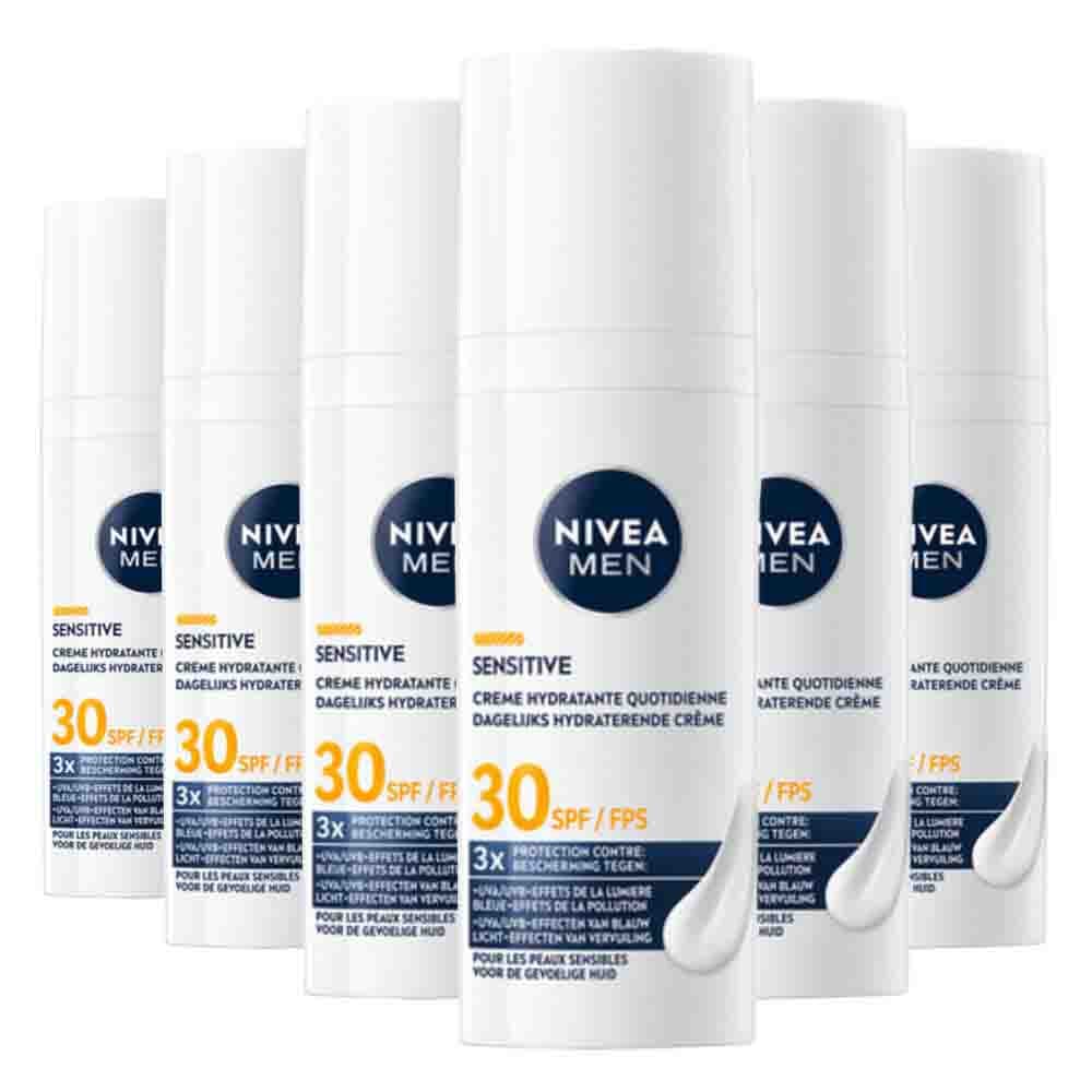 6x NIVEA Men MEN Sensitive Beschermende Hydraterende SPF30 Crème 50ml