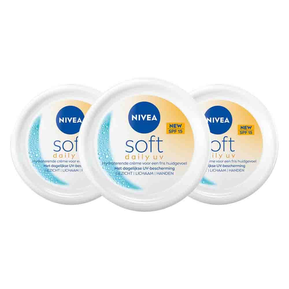 3x NIVEA Soft Daily UV SPF15 200ml