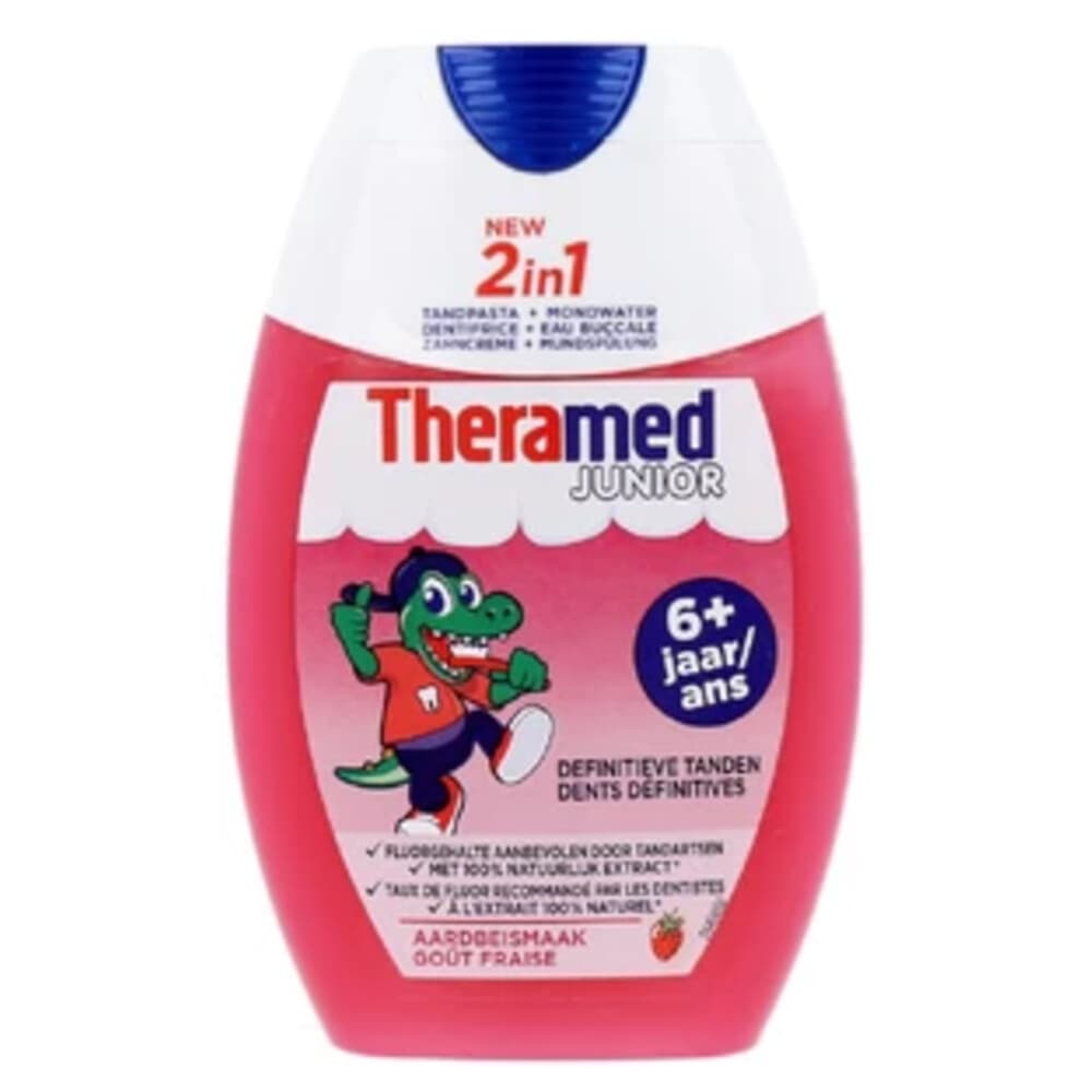Theramed Tandpasta 2 in1 Junior Aardbeismaak 6+ 75 ml