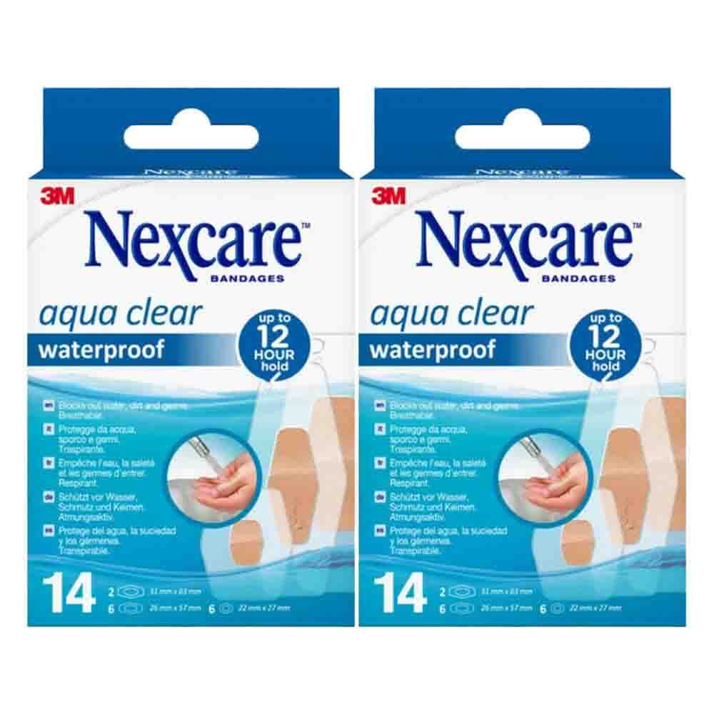 2x Nexcare Pleister Waterproof 3 Maten 14 stuks