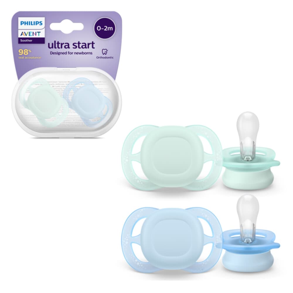 Philips Avent Shooter Ultra Start Fopspeen 0-2 mnd Groen Blauw 2 stuks