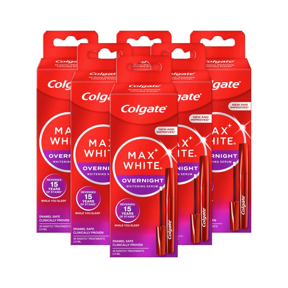 6x Colgate Max White Overnight Tanden Whitening Serum 2,5 ml