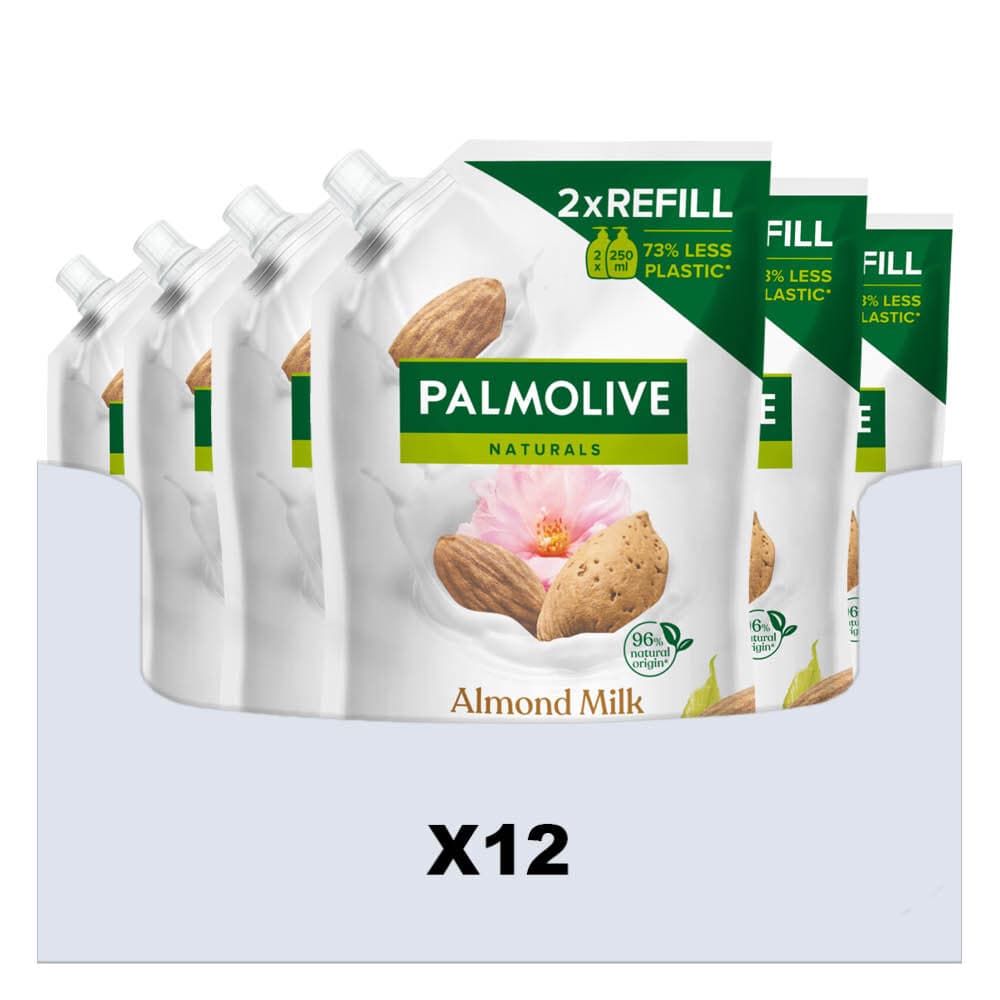 12x Palmolive Handzeep Navulling Doypack Naturals Almond Milk 500 ml