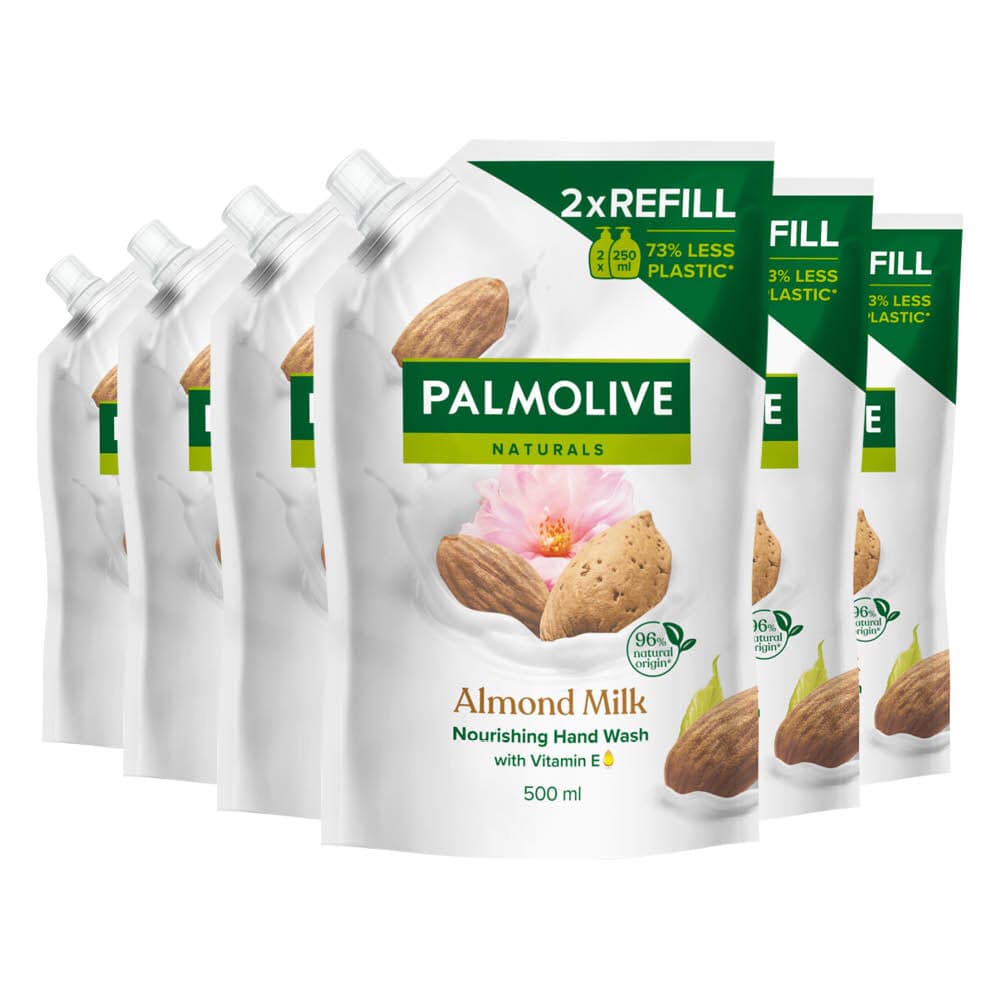 6x Palmolive Handzeep Navulling Doypack Naturals Almond Milk 500 ml