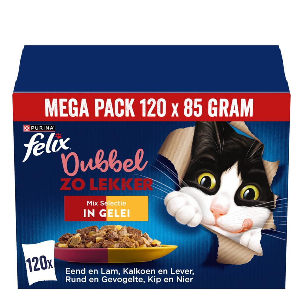Felix Kattenvoer Nat Pouch Gelei Mix Dubbel Zo Lekker Country Side Multipack 120 x 85 gr