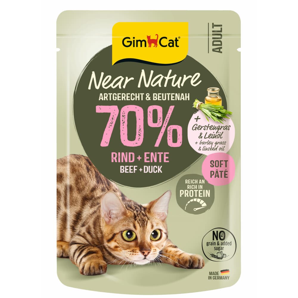 16x GimCat Kattenvoer Near Nature Rund&Eend 85 gr